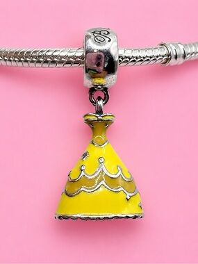 Pandora Disney Belle Beauty & the Beast Dress Dangle Charm Yellow